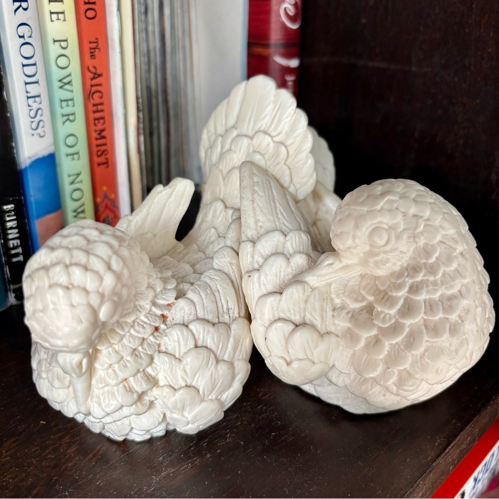 Vintage A. Santini Italian Alabaster Nestling Dove Set (Love Birds)